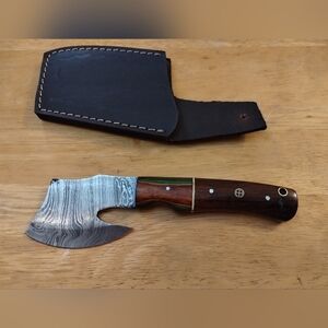 New Damascus steel blade men's hunting knife mini hatchet axe with sheath